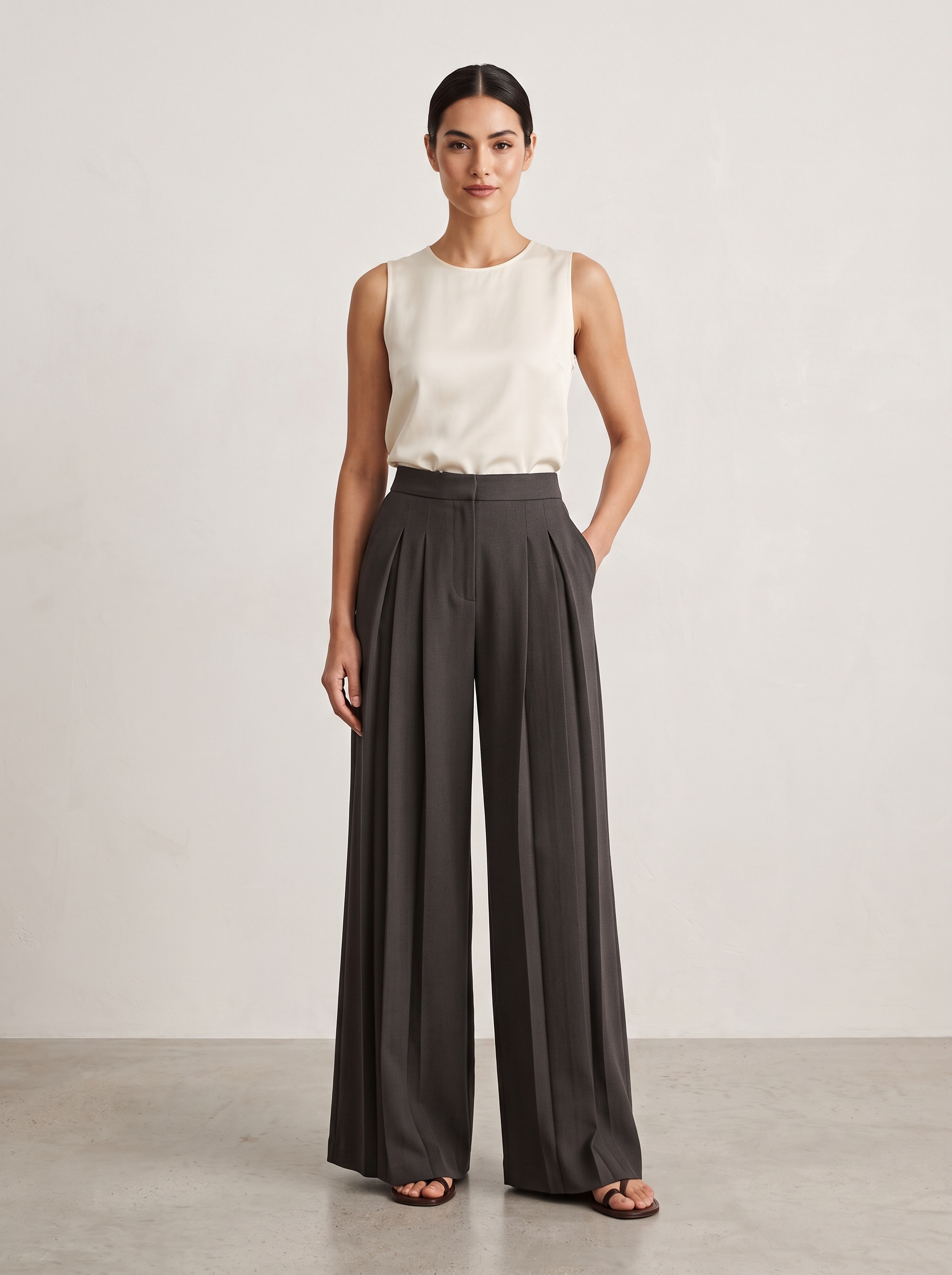 Pleated Wide-Leg Pants